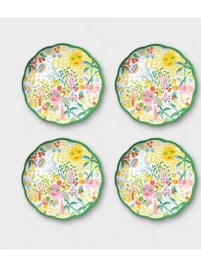 4pc Vacation Melamine Dinner Plates Yellow/Green - Roller Rabbit x Target